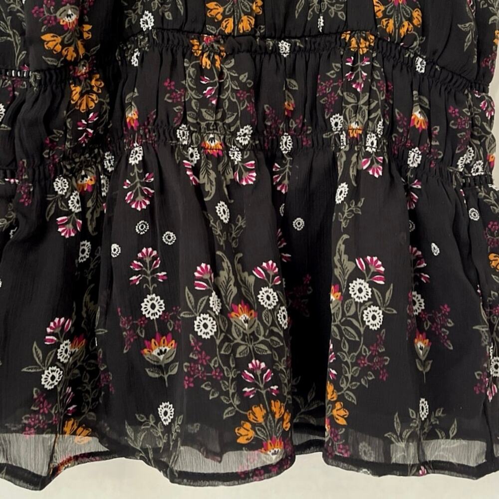 Old Navy Black Floral Cami Womens Size S Ruffle Cutouts Feminine Layer Coquette - Picture 10 of 15